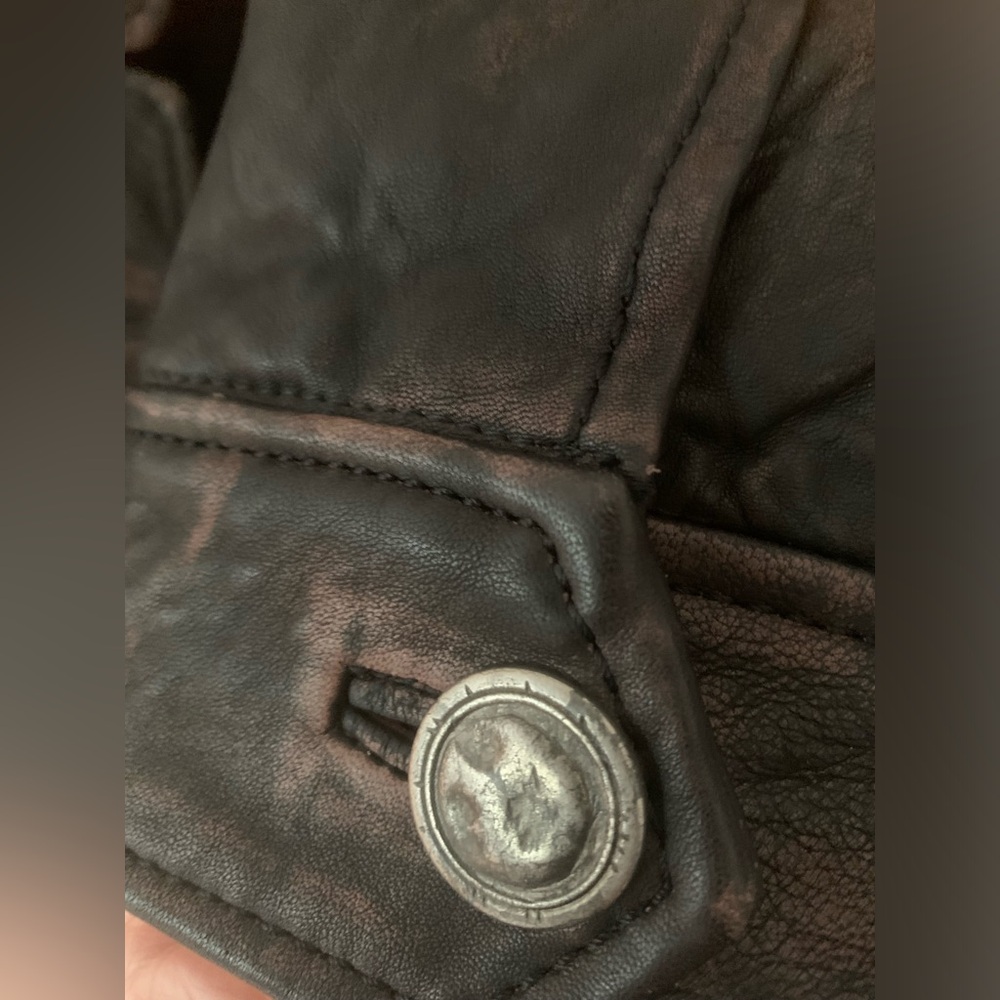 D. Terrell Distressed Button Bomber Jacket Brown … - image 4